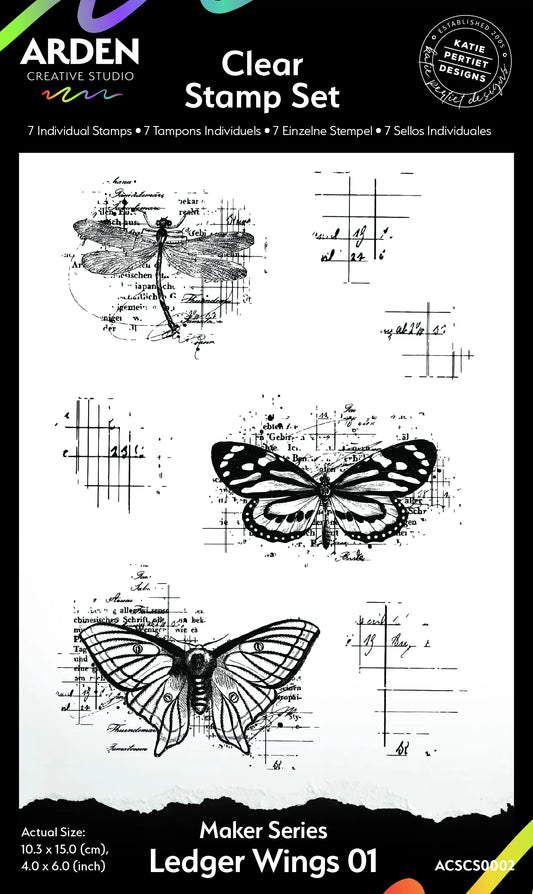 HIDDEN CREEK Clear Stamp Set- Ledger Wings