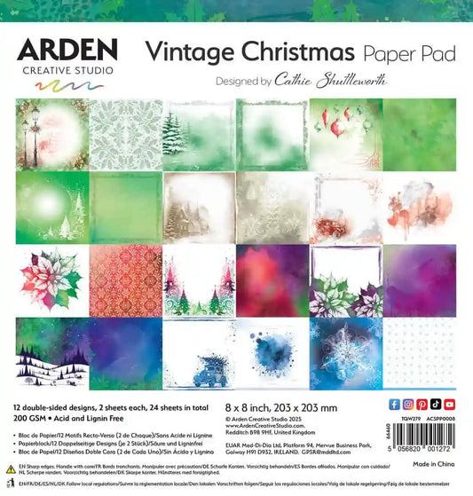 Vintage Christmas Paper Pad 8×8